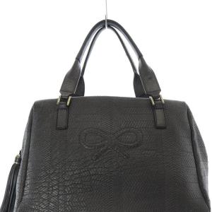 ANYA HINDMARCH フォーガス ボストンバッグ ハンドバッグ ロゴ グレー