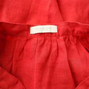 fog linen work リネンブラウス 五分袖 プルオーバー スリットネック 赤 レッド