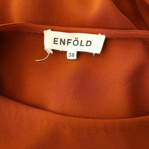 ENFOLD PEダブルクロス ミニマルフレア ノースリーブトップス ブラウス プルオーバー 38 茶 ブラウン