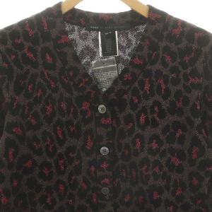 MARC by MARC JACOBS ニットカーディガン 前開き レオパード柄 XS グレー ピンク