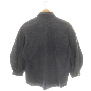 TOGA PULLA シャツ 長袖 タイガー柄 38 紺 ネイビー 黒 ブラック /MF OS