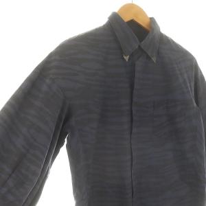 TOGA PULLA シャツ 長袖 タイガー柄 38 紺 ネイビー 黒 ブラック /MF OS