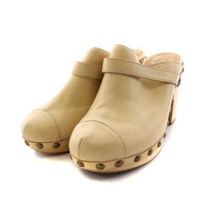 サボ サンダル レザー プラットフォーム 39 26cm ベージュ /AK36