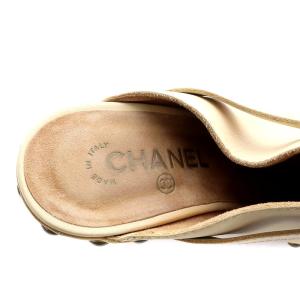 CHANEL サボ サンダル レザー プラットフォーム 39 26cm ベージュ /AK36