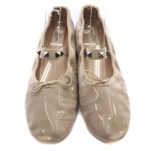 VALENTINO GARAVANI ロックスタッズ バレエ シューズ パンプス ストラップ 38.5 25.5cm べージュ /SR4