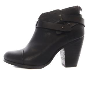 ショートブーツ レザー チャンキーヒール 41 28cm 黒 ブラック /SR4