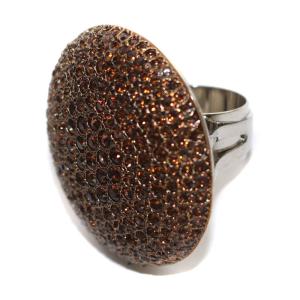 ラインストーンリング 15号 ブラウン