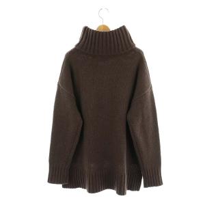 L'Appartement Back Long T/N ニット セーター ハイネック 長袖 ウール カシミヤ混 チュニック丈 茶 ブラウン