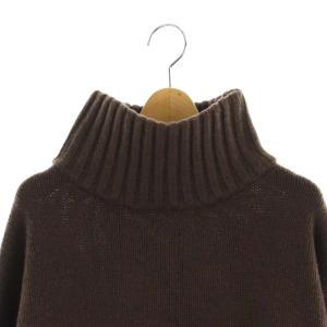 L'Appartement Back Long T/N ニット セーター ハイネック 長袖 ウール カシミヤ混 チュニック丈 茶 ブラウン