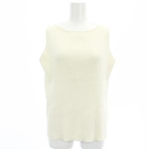 Back V Rib タンクトップ バックVネック ニット カットソー ノースリーブ クリーム色