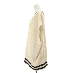 L'Appartement 22AW Alan Knit ニットベスト Vネック プルオーバー バイカラー オーバーサイズ アイボリー 黒 ブラック