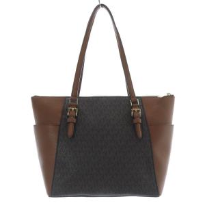 MICHAEL KORS シャーロット ラージロゴ レザートップジップトートバッグ 茶色 ブラウン /SR28