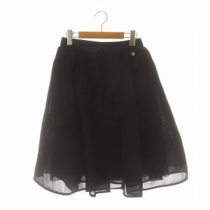 メッシュスカート 膝丈 フレア タック S 黒 ブラック /DO OS SH