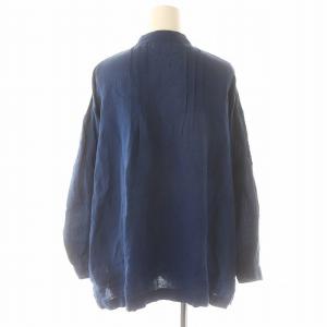 SOIL リネンピンタック シャツ ブラウス 長袖 前開き 2 ブルーネイビー /NR OS