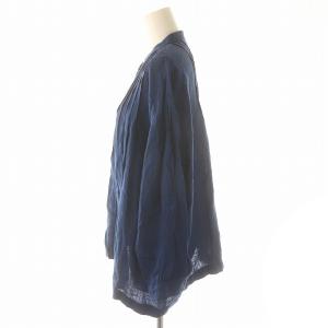 SOIL リネンピンタック シャツ ブラウス 長袖 前開き 2 ブルーネイビー /NR OS