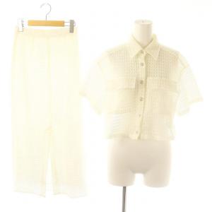 24SS セットアップ 上下 ラッセルメッシュシャツ 半袖 タイトスカート ロング 36 白 ホワイト