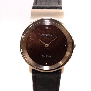 エコドライブ 腕時計 アナログ クオーツ 2針 茶 ブラウン EG7078-12X /AK28
