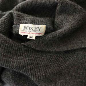 FOXEY BOUTIQUE カシミヤ 半袖 ニットプルオーバー カットソー パフスリーブ 38 グレー 15632