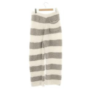 gelato pique ジェラート2ボーダーロングパンツ ストレート ボア イージー F グレー 白 ホワイト