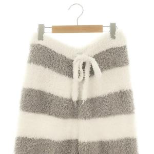 gelato pique ジェラート2ボーダーロングパンツ ストレート ボア イージー F グレー 白 ホワイト