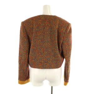 GIVENCHY BOUTIQUES セットアップ スーツ 上下 ツイード ノーカラージャケット タイトスカート 膝丈 11 マスタード マルチカラー