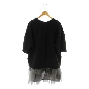 ELENDEEK 24SS SPARKLE ORGANDY CS トップス チュニック カットソー 五分袖 オーガンジー 切替 F 黒 ブラック