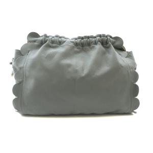 LUDLOW ショルダーバッグ レザー スカラップ 巾着 水色 ブルー