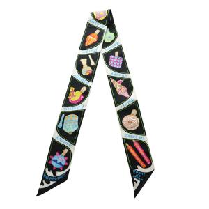 HERMES ツイリー FUNNY ICE CREAM スカーフ ブラック マルチカラー