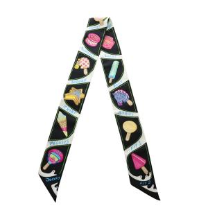 HERMES ツイリー FUNNY ICE CREAM スカーフ ブラック マルチカラー