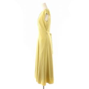 JUSGLITTY 24SS ディープVネックナローワンピース ロング ノースリーブ 1 黄色 イエロー /NR OS