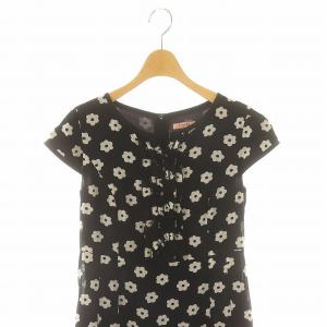 TOCCA フラワーポップ 22SS FLOWER POP ドレス ワンピース ひざ丈 半袖 0 S 黒 ブラック