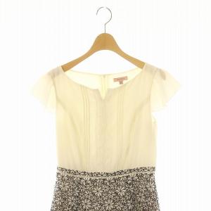 TOCCA EYE CANDY ドレス ワンピース ひざ丈 フレア 半袖 0 XS オフホワイト 黒 ブラック /YQ