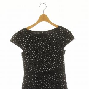 TOCCA キャラメラドレス CARAMELLA DRESS ワンピース ひざ丈 半袖 ドット柄 リボン 0 S 黒
