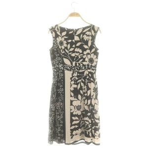 TOCCA SOLEIR ドレス ワンピース 膝丈 ノースリーブ 0 黒 ブラック ライトベージュ