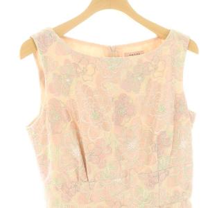 TOCCA PERFECTION CAMELLIA ドレス ワンピース 膝丈 ノースリーブ 花柄 刺繍 0 ピンクベージュ マルチカラー