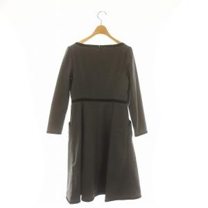 バイカラー スキッパードレス ワンピース ロング丈 ミモレ丈 長袖 0 S  