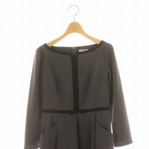 バイカラー スキッパードレス ワンピース ロング丈 ミモレ丈 長袖 0 S  