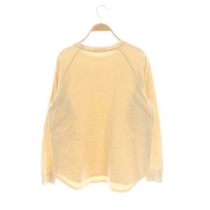 Drawer コットン天竺クルーネックロングスリーブTシャツ ロンT カットソー 長袖 ロゴ刺繍 ライトベージュ /DO