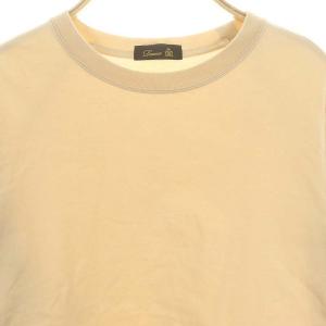 Drawer コットン天竺クルーネックロングスリーブTシャツ ロンT カットソー 長袖 ロゴ刺繍 ライトベージュ /DO