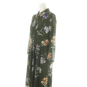 Diagram GRACE CONTINENTAL 23AW チュールプリントシャツワンピース ロング 長袖 S カーキ マルチカラー