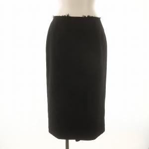 AD2019 カットオフ ヘムデザイン スカート ロング ミモレ丈 タイト XS 黒 ブラック /MI