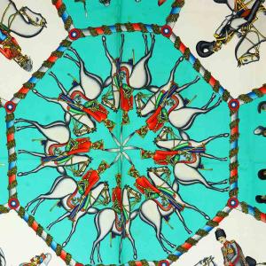 HERMES カレ90 LARMEE IMPERIALE RUSSE スカーフ 大判 総柄 緑 グリーン マルチカラー