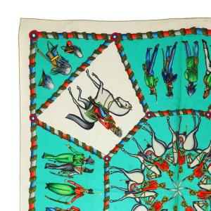 HERMES カレ90 LARMEE IMPERIALE RUSSE スカーフ 大判 総柄 緑 グリーン マルチカラー