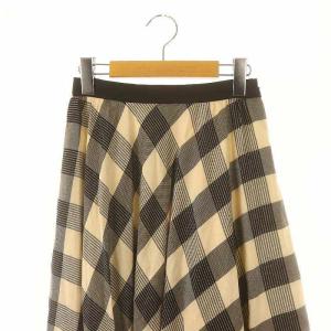 ANAYI チェックフレアスカート ロング ミモレ 38 ベージュ 黒 ブラック
