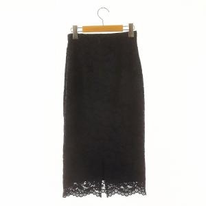 ANAYI レース総柄タイトスカート ロング ミモレ 36 紺 ネイビー