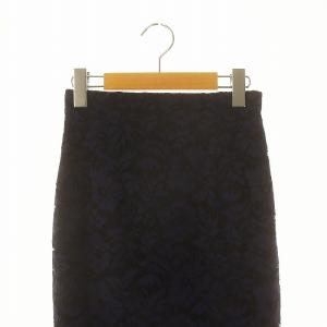 ANAYI レース総柄タイトスカート ロング ミモレ 36 紺 ネイビー