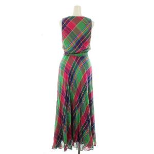 POLO RALPH LAUREN カシュクールチェックワンピース ロング ノースリーブ 0 マルチカラー
