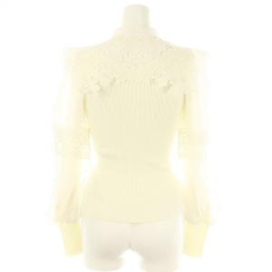 SNIDEL 24SS レースカラーニットプルオーバー 長袖 切替 F 白 オフホワイト