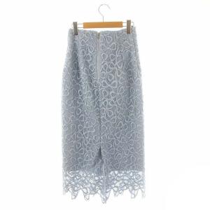 CELFORD 24SS オリジナルリボンメッシュレーススカート タイト ロング タック 36 サックス