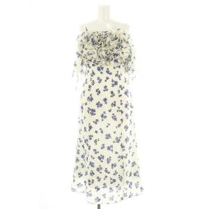 24SS ボリュームラッフルフリルプリントワンピ ワンピース ロング ミモレ 半袖 00 白 ホワイト